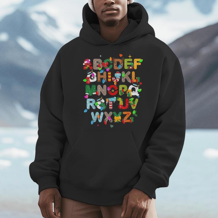 ABCs Learning Kindergarten Teacher Christmas Lights Alphabet For Men Women Kids Men Hoodie, funny design