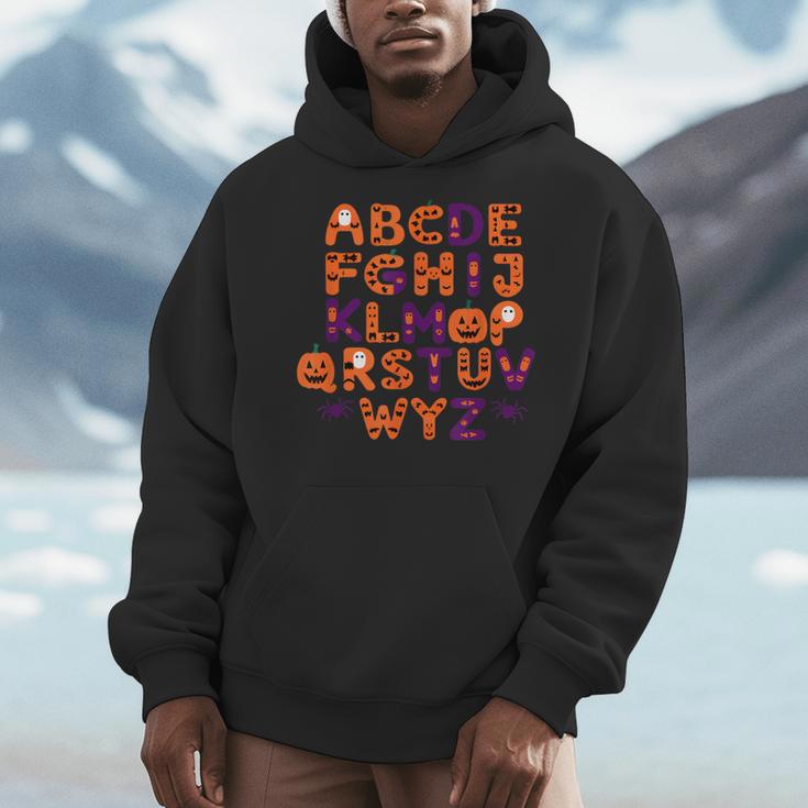 ABCs Learning Kindergarten Teacher Halloween Alphabet Men Hoodie, funny design ABCs Learning Kindergarten Teacher Halloween Alphabet Men Hoodie, funny design