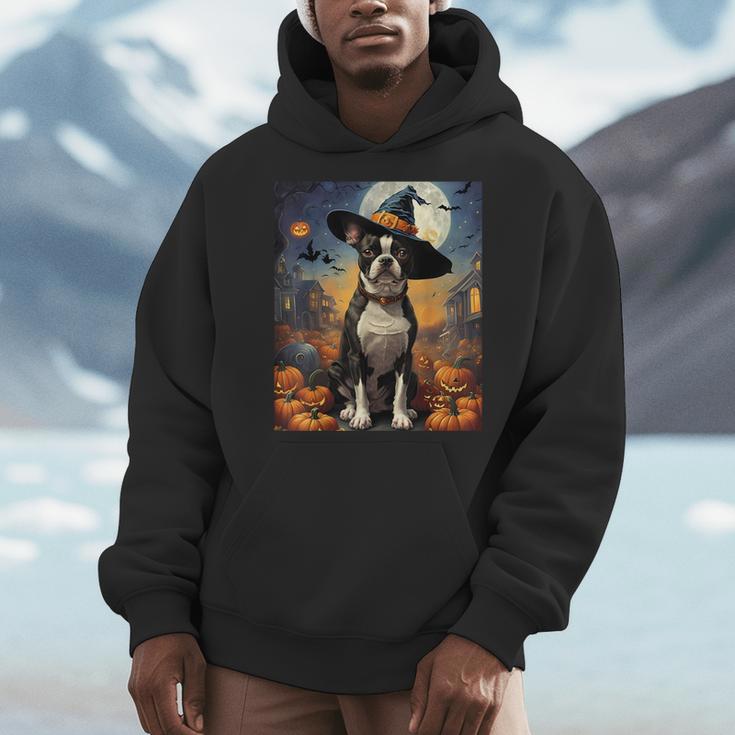Aesthetic Halloween Boston Terrier Dog Witch Pumpkin For Men Women Kids Men Hoodie, Boston Terrier Halloween Gifts, funny design