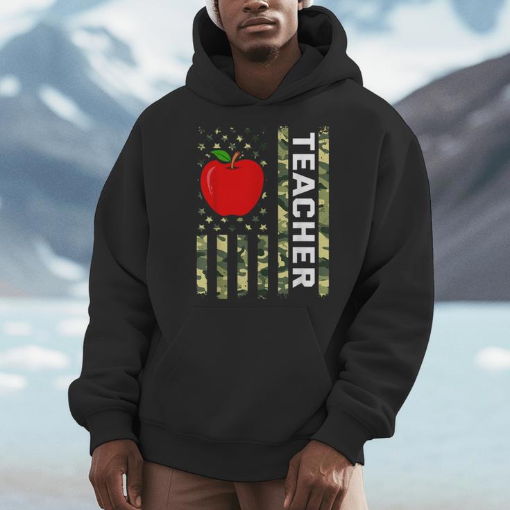 American Flag Camouflage Teacher Patriotic 4th Of July Men Hoodie, funny design