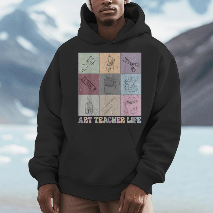 Art Teacher Life Retro Groovy Teaching Future Artists Men Hoodie, Future Teacher Gifts, Groovy Teacher Gifts, funny design