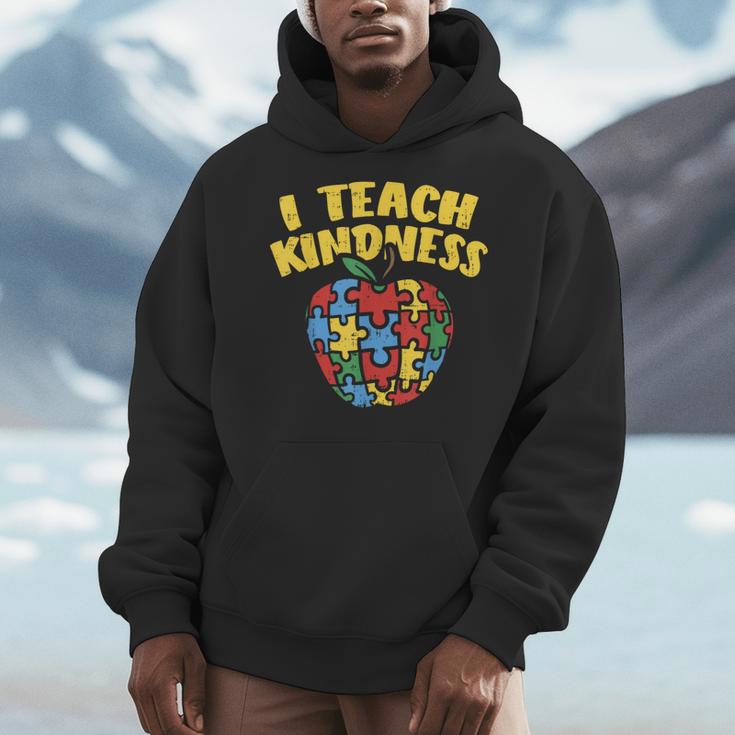 Autism Teacher Shirt I Teach Kindness Apple Puzzle Awareness Men Hoodie, funny design