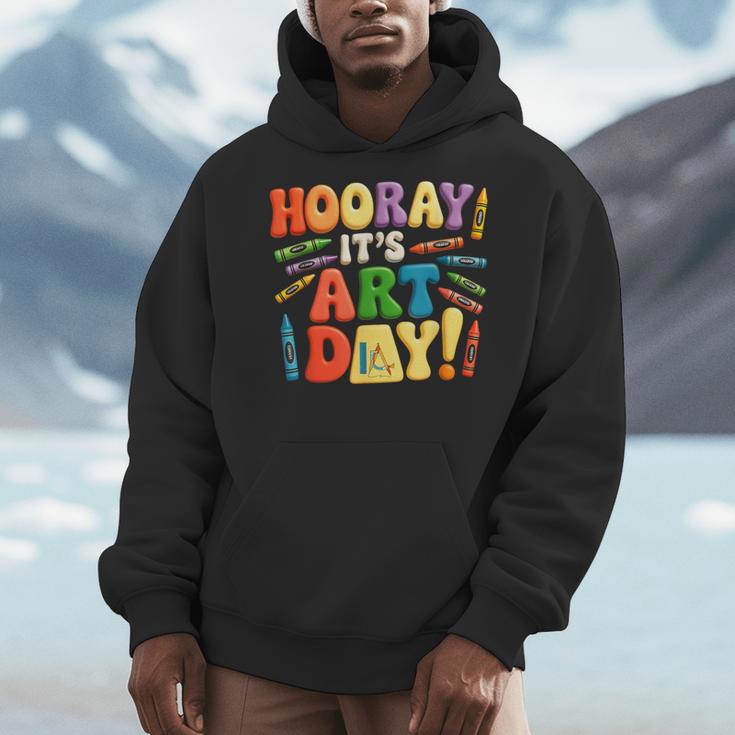 Back To School Hooray It's Art Day Art Teacher Artist Men Hoodie, funny design