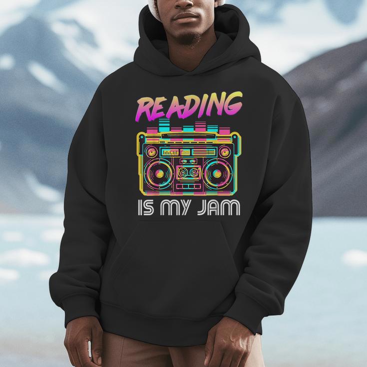Back To School Retro Reading Is My Jam 80s Teacher Boombox Men Hoodie, funny design
