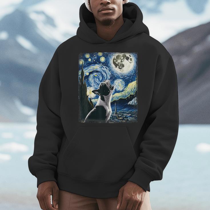 Boston Terrier Dog Art Van Gogh Starry Night Boston Terrier Men Hoodie, funny design