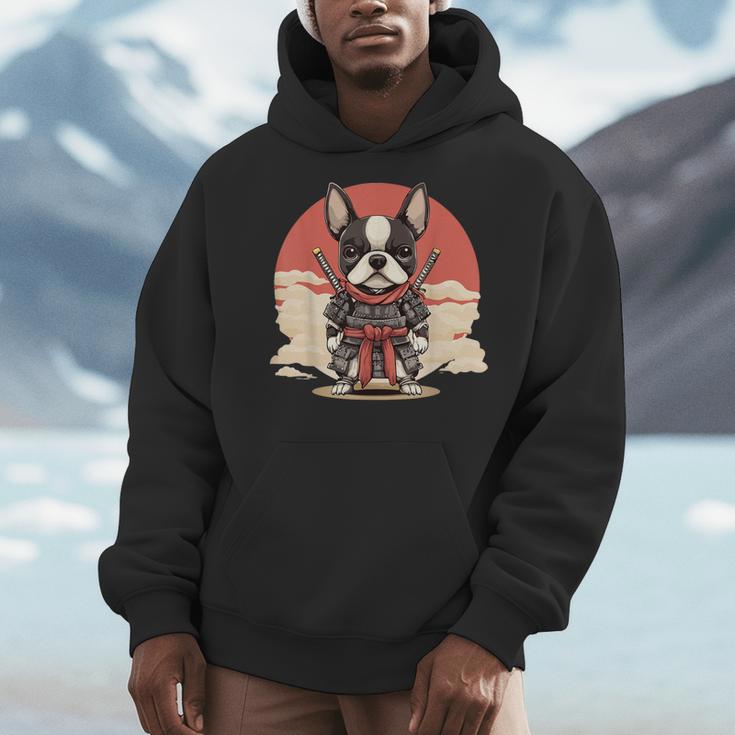 Boston Terrier Dog Japanese Style Samurai Dogs Men Hoodie, funny design