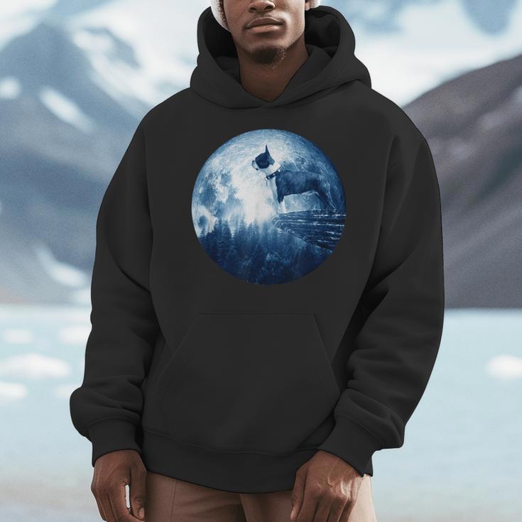 Boston Terrier Dog Moon Dog Mom Dad Women Men Dog Lovers Men Hoodie, Couple Gifts, Mom Gifts, Boston Terrier Dad Gifts, Boston Terrier Mom Gifts, funny design