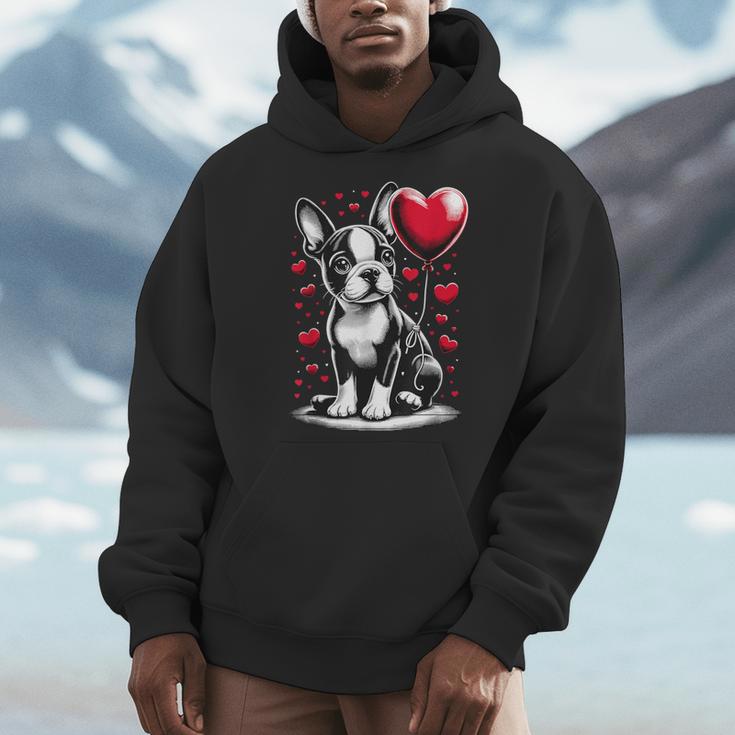 Boston Terrier Dog Valentine's Day Dog Owner Men Hoodie, funny design