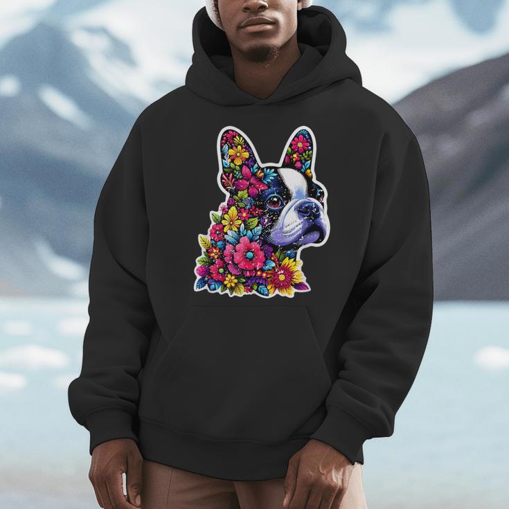 Boston Terrier Floral Vintage Dog Mom Distressed Men Women Kids Men Hoodie, Couple Gifts, Mom Gifts, Boston Terrier Mom Gifts, funny design