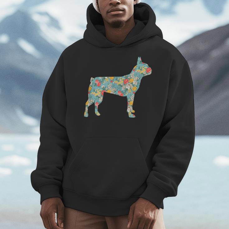 Boston Terrier Flower Silhouette Floral Dog Men Women Girls Kids Men Hoodie, funny design
