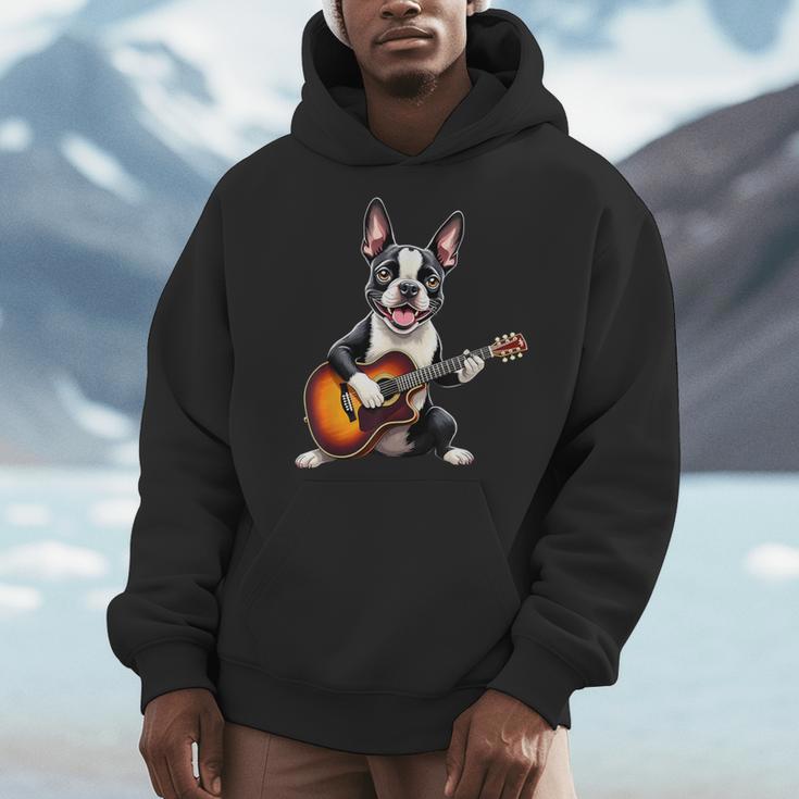 Boston Terrier Playing Guitar Boston Terrier Men Hoodie, funny design