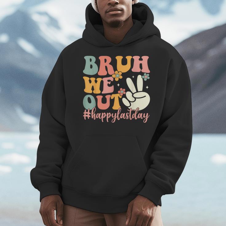 Bruh We Out Teacher Retro Last Day Of School Boys Girls Kids Men Hoodie, funny design