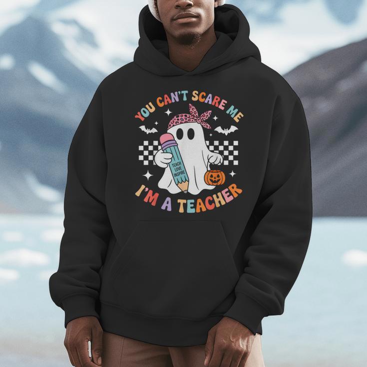You Can't Scare Me I'm A Teacher Ghost Happy Halloween Men Hoodie, funny design