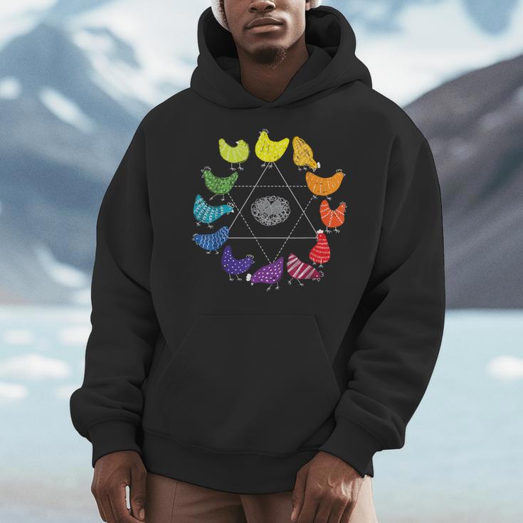 Chicken Themed Color Wheel Educational Art Teacher Artist Men Women Girls Kids Men Hoodie, funny design Chicken Themed Color Wheel Educational Art Teacher Artist Men Women Girls Kids Men Hoodie, funny design