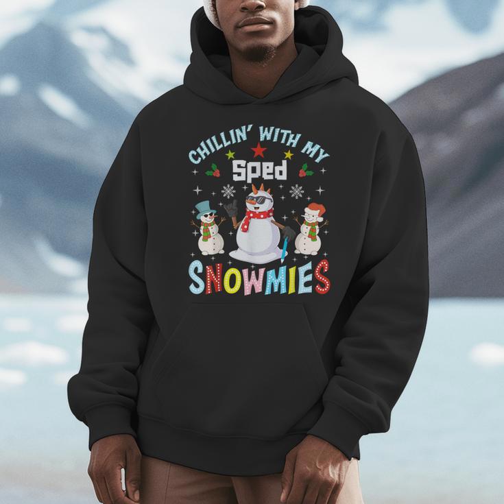 Chillin With My Sped Snowmies Teacher Student Christmas Men Hoodie, funny design