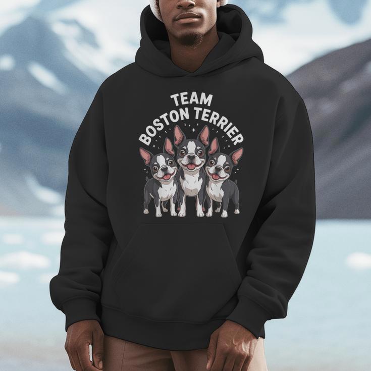 Cute Cartoon For Dog Owners Pet Team Boston Terrier Men Hoodie, funny design