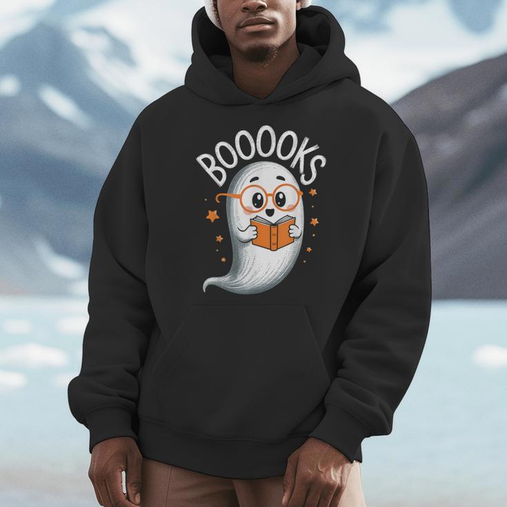 Cute Ghost Book Reading Halloween Teacher Men Hoodie, funny design
