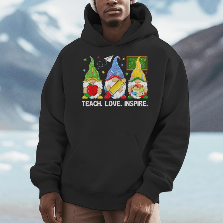 Cute Gnomes Teach Love And Inspire Back To School Teacher Men Hoodie, funny design Cute Gnomes Teach Love And Inspire Back To School Teacher Men Hoodie, funny design