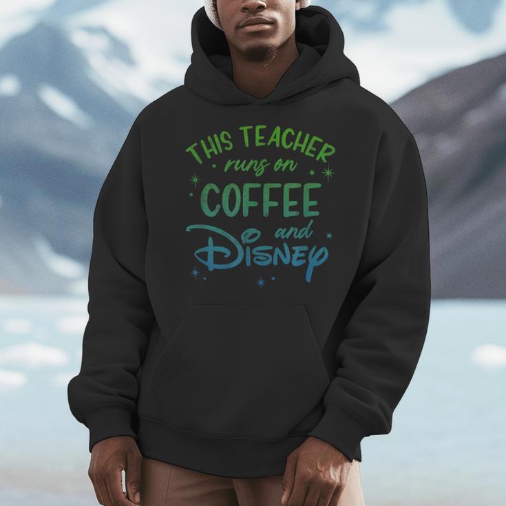 Disney This Teacher Runs On Coffee And Disney Gradient Logo Men Hoodie, funny design