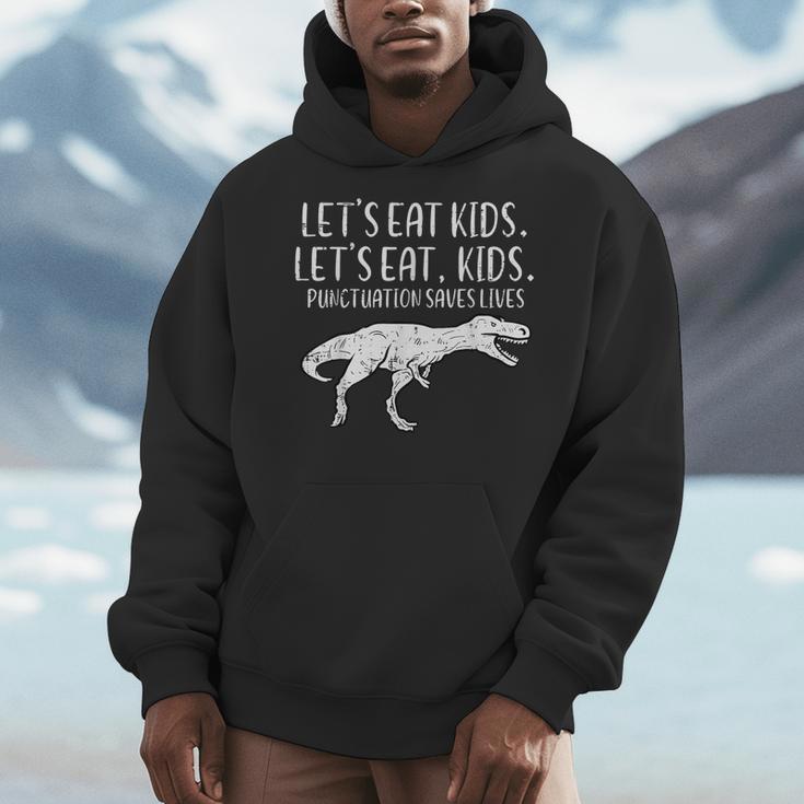 Lets Eat Kids Punctuation Saves Lives Dino Teacher Men Men Hoodie, funny design Lets Eat Kids Punctuation Saves Lives Dino Teacher Men Men Hoodie, funny design