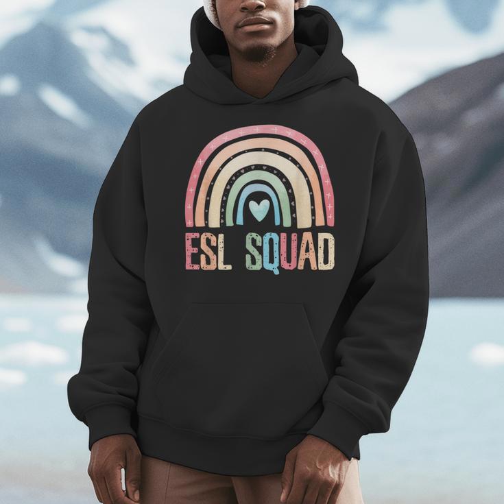 ESL Squad Teacher Crew Team Back To School English Rainbow Men Hoodie, Esl Teacher Gifts, English Teacher Gifts, funny design