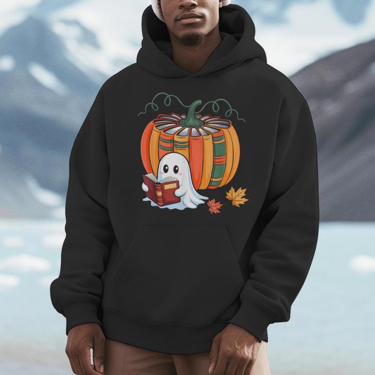 Fall Book Pumpkin Ghost Reading Books Halloween Teacher Men Hoodie, funny design Fall Book Pumpkin Ghost Reading Books Halloween Teacher Men Hoodie, funny design