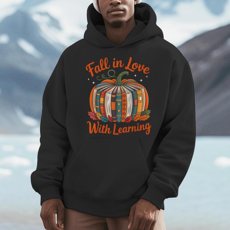 Fall In Love With Learning Book Lover Autumn Pumpkin Teacher Men Hoodie, funny design Fall In Love With Learning Book Lover Autumn Pumpkin Teacher Men Hoodie, funny design