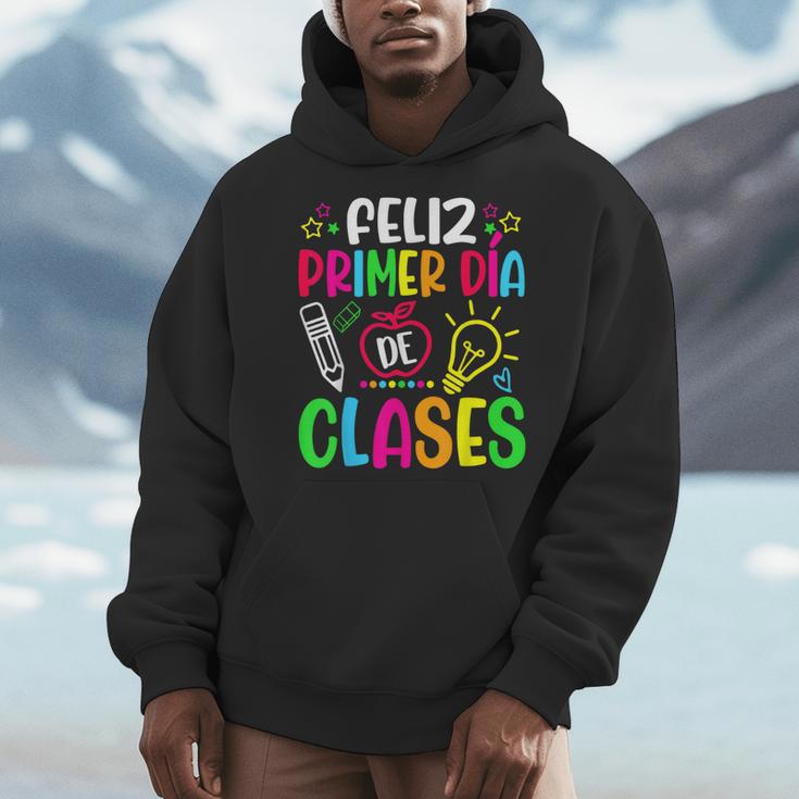 Feliz Primer Dia De Clases Kids Girl Teacher Spanish School Men Hoodie, funny design