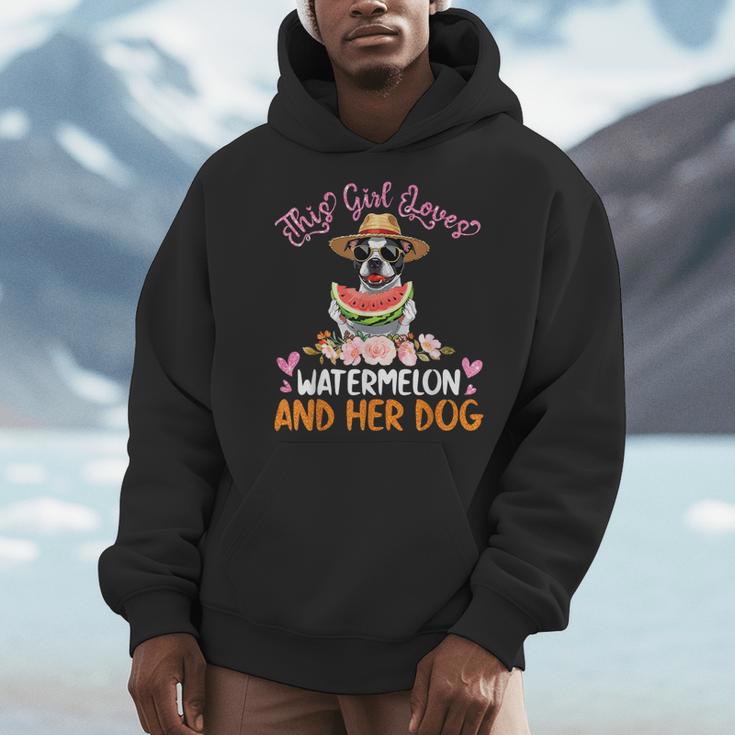 This Girl Loves Watermelon And Her Boston Terrier Dog Mother Men Hoodie, funny design