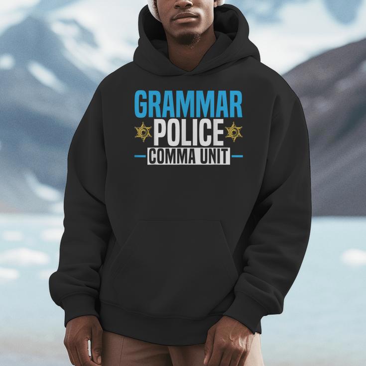 Grammar Police Comma Unit English Teacher Grammar Teacher For Men Women Men Hoodie, English Teacher Gifts, funny design