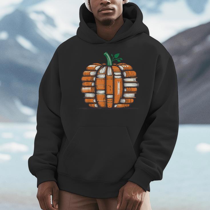 Halloween Books Pumpkin Reading Teacher Fall Men Women Men Hoodie, funny design