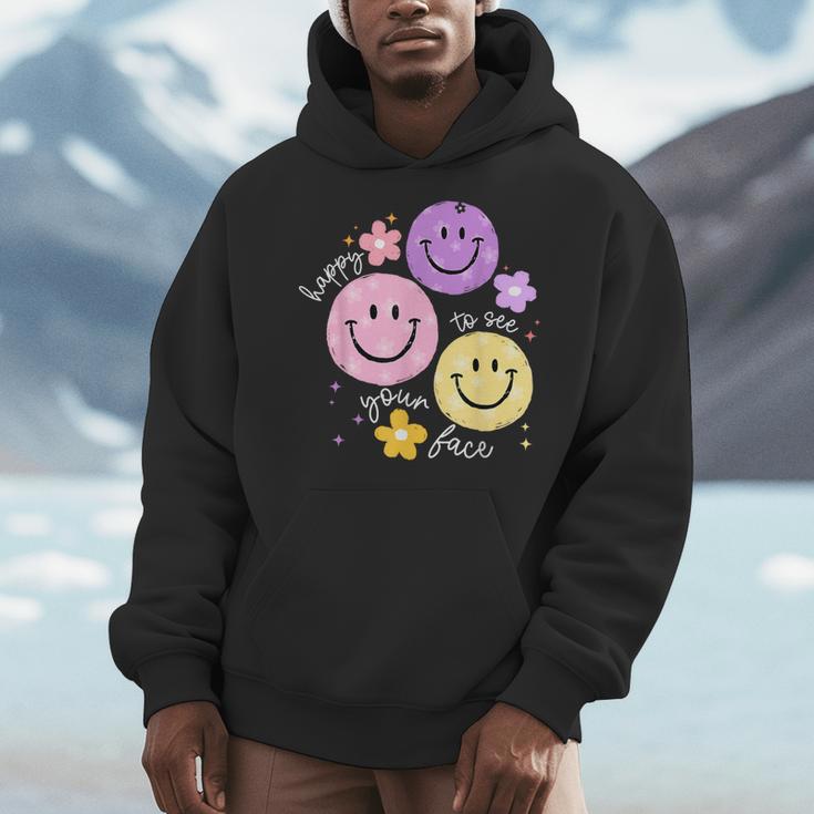 Happy To See Your Face Teacher Flower Back To School Men Hoodie, funny design