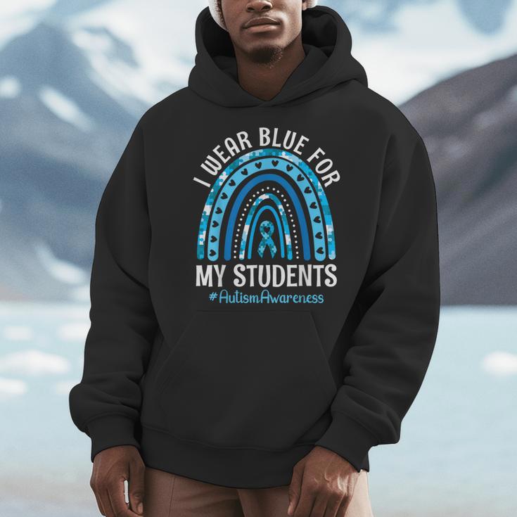 Happy Teacher I Wear Blue For My Students Autism Awareness Men Hoodie, funny design