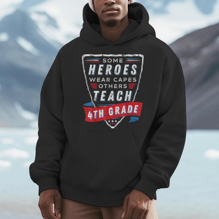 Some Heroes Wear Capes Others Teach 4th Grade Teacher Men Women Kids Men Hoodie, 4th Grade Teacher Gifts, funny design