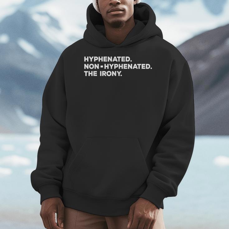 Hyphenated Irony Joke English Grammar Teachers Gag Men Hoodie, English Teacher Gifts, funny design Hyphenated Irony Joke English Grammar Teachers Gag Men Hoodie, English Teacher Gifts, funny design