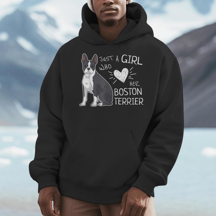 Just A Girl Who Loves Her Boston Terrier Puppy Love Men Hoodie, funny design