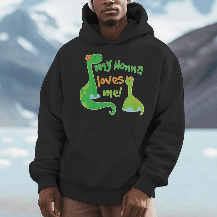 Kids My Nonna Loves Me Dinosaur Grandson Men Hoodie, funny design