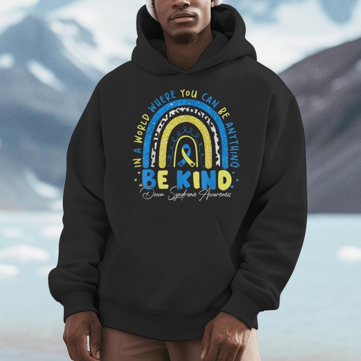 Be Kind Rainbow Down Syndrome Awareness Teacher Blue Yellow Men Hoodie, funny design Be Kind Rainbow Down Syndrome Awareness Teacher Blue Yellow Men Hoodie, funny design