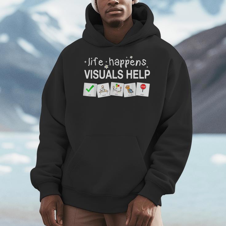 Life Happens Visuals Help Special Education Teacher Aide Men Hoodie, funny design Life Happens Visuals Help Special Education Teacher Aide Men Hoodie, funny design