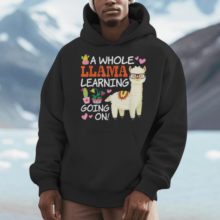 Llama Learning T Shirt Teachers Students Alpaca Lovers Men Hoodie, funny design