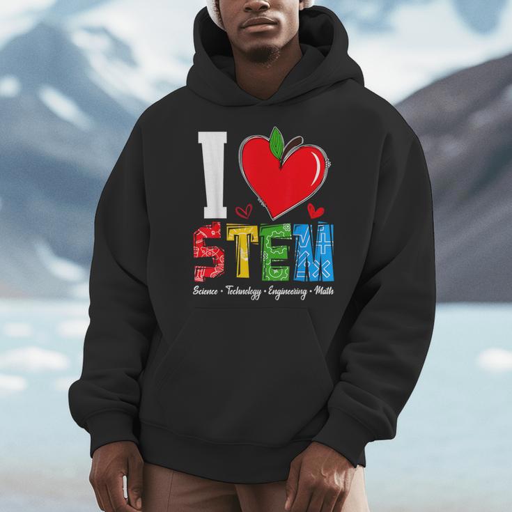 I Love STEM Student Teacher 1st Day Of School Back To School Men Hoodie, funny design I Love STEM Student Teacher 1st Day Of School Back To School Men Hoodie, funny design