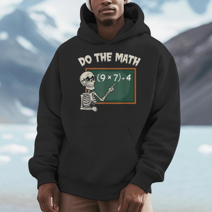 Do The Math 67 Meme Joke Halloween Skeleton Math Teacher Men Hoodie, funny design
