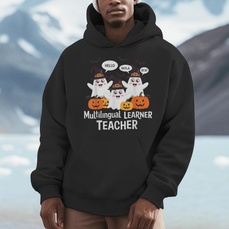 Multilingual Learner Teacher Spooky Halloween ESL Teacher Men Hoodie, Esl Teacher Gifts, funny design