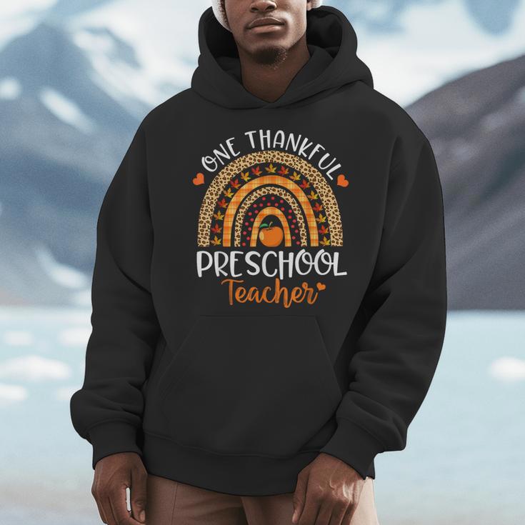 One Thankful Preschool Teacher Thanksgiving Rainbow Men Hoodie, funny design One Thankful Preschool Teacher Thanksgiving Rainbow Men Hoodie, funny design