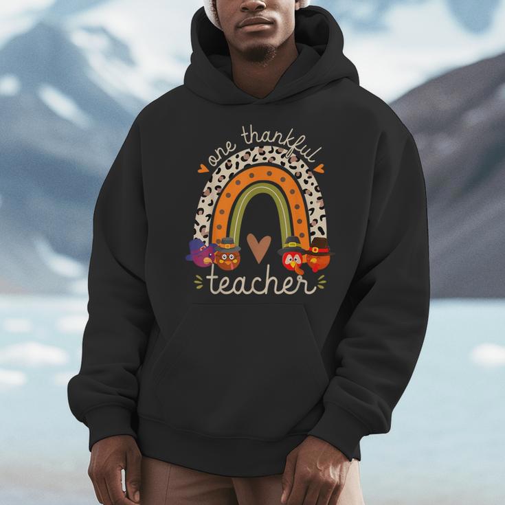 One Thankful Teacher Thanksgiving Turkey Rainbow Fall Men Hoodie, funny design One Thankful Teacher Thanksgiving Turkey Rainbow Fall Men Hoodie, funny design