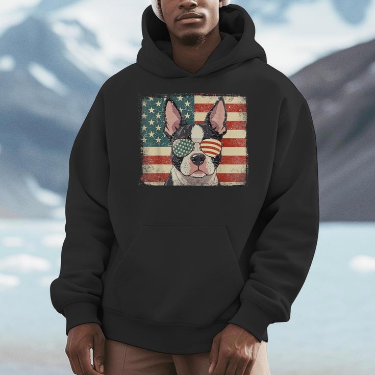 Patriotic Boston Terrier Dog Lover USA Flag 4th Of July For Men Women Kids Men Hoodie, Patriotic Boston Terrier Gifts, Boston Terrier 4th Of July Gifts, funny design