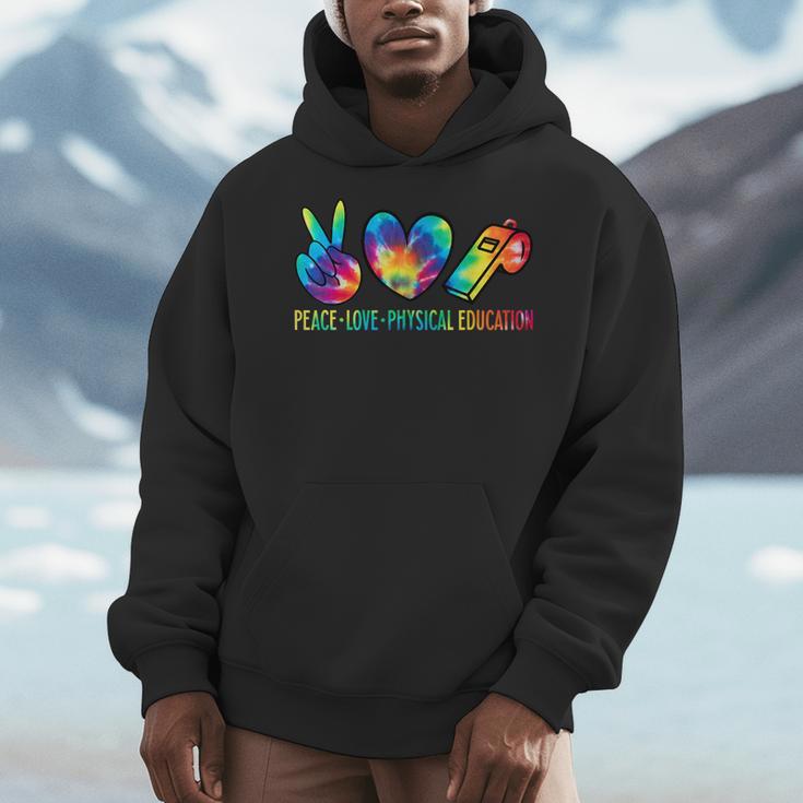 Peace Love Physical Education Tie Dye Sports PE Teacher Men Hoodie, Pe Teacher Gifts, funny design