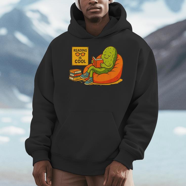 Pickle Reading Books Bookworm Teacher Librarian Kids Retro Men Hoodie, funny design Pickle Reading Books Bookworm Teacher Librarian Kids Retro Men Hoodie, funny design