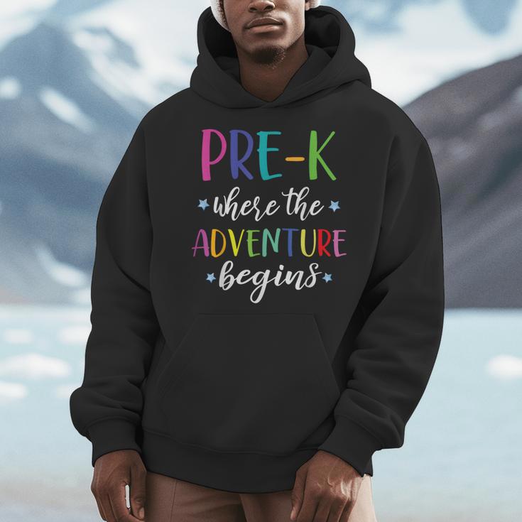 Pre-K Teacher Adventure Begins First Day Preschool Teachers Men Hoodie, funny design Pre-K Teacher Adventure Begins First Day Preschool Teachers Men Hoodie, funny design