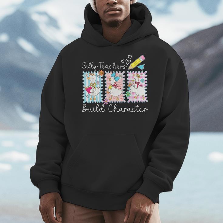 Preppy Silly Teacher Goose Build Character Back To School Men Hoodie, funny design Preppy Silly Teacher Goose Build Character Back To School Men Hoodie, funny design